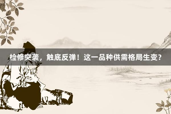 检修突袭，触底反弹！这一品种供需格局生变？