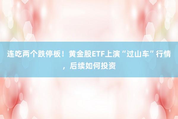 连吃两个跌停板！黄金股ETF上演“过山车”行情，后续如何投资
