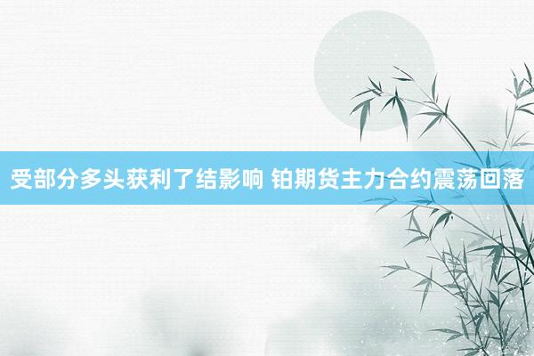 受部分多头获利了结影响 铂期货主力合约震荡回落