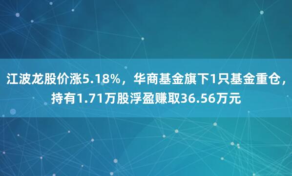 江波龙股价涨5.18%，华商基金旗下1只基金重仓，持有1.71万股浮盈赚取36.56万元