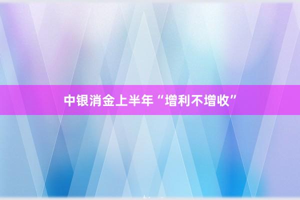 中银消金上半年“增利不增收”