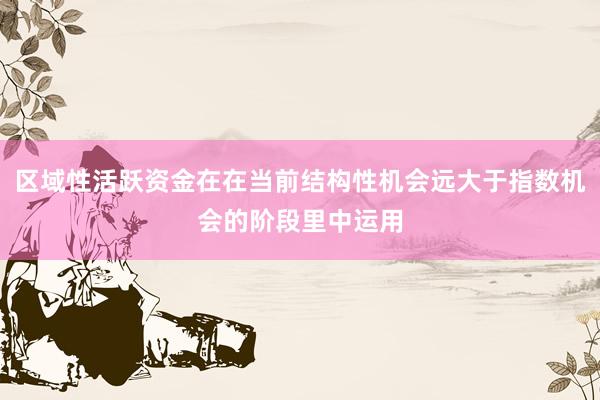 区域性活跃资金在在当前结构性机会远大于指数机会的阶段里中运用