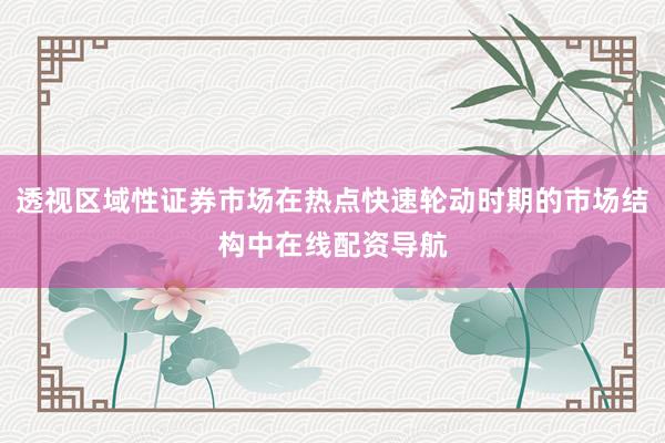 透视区域性证券市场在热点快速轮动时期的市场结构中在线配资导航