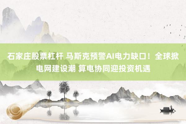 石家庄股票杠杆 马斯克预警AI电力缺口！全球掀电网建设潮 算电协同迎投资机遇