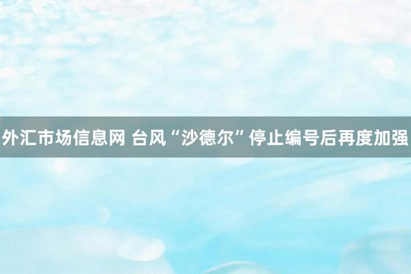 外汇市场信息网 台风“沙德尔”停止编号后再度加强