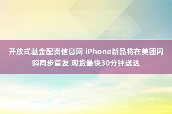 开放式基金配资信息网 iPhone新品将在美团闪购同步首发 现货最快30分钟送达