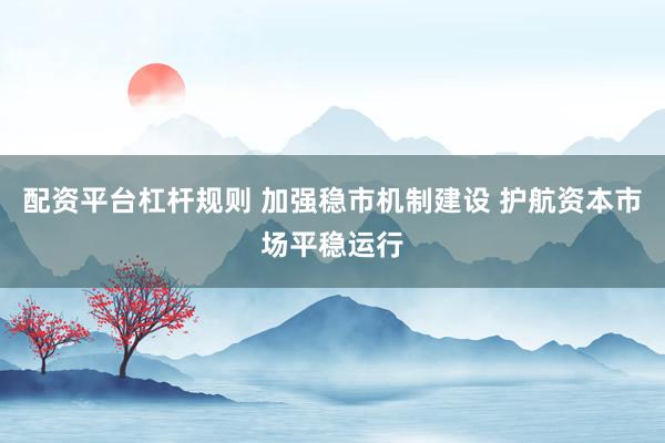配资平台杠杆规则 加强稳市机制建设 护航资本市场平稳运行