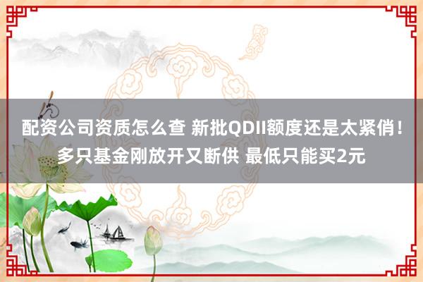配资公司资质怎么查 新批QDII额度还是太紧俏！多只基金刚放开又断供 最低只能买2元