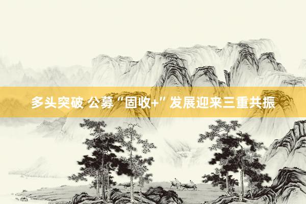 多头突破 公募“固收+”发展迎来三重共振
